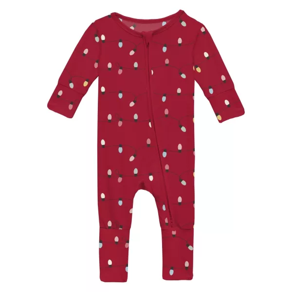 Print Convertible Coverall- Crimson Holiday Lights by Kickee Pants