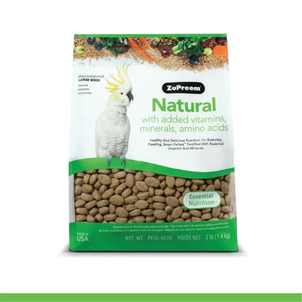 ZuPreem True Harvest Natural Bird Food for Large Birds - Macaws, Amazons, Cockatoos 3lb