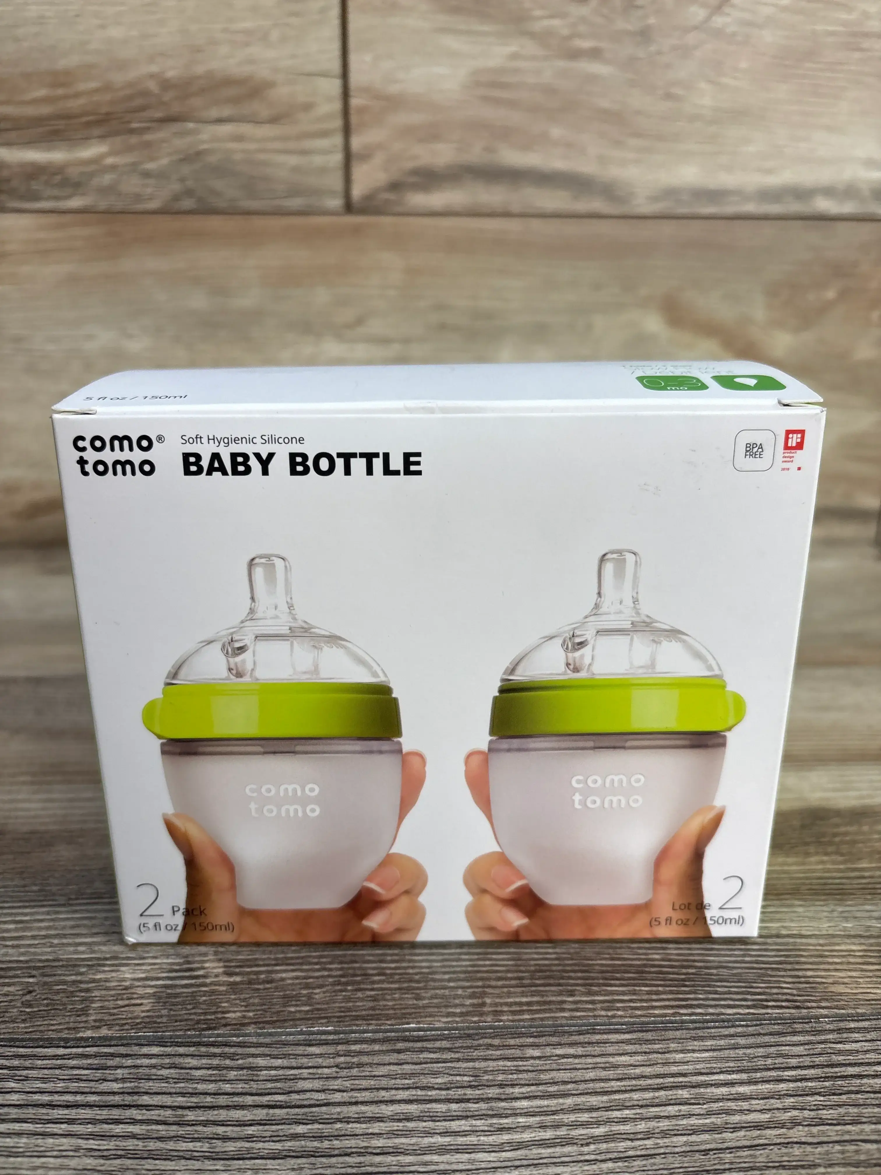 Comotomo Baby Bottle 5oz Green 2 pk Soft Silicone New