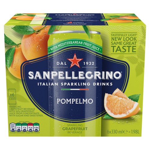 San Pellegrino Italian Sparkling Drinks Grapefruit Soft Drink 4x6x330ml