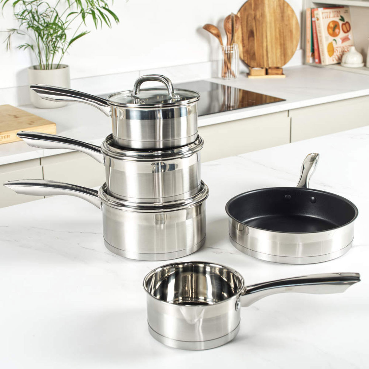 Salter Timeless Collection 5 Piece Stainless Steel Pan Set