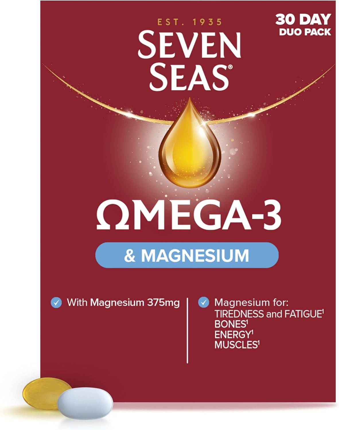 Seven Seas Omega-3 Fish Oil & Vitamin D + Magnesium 30 Day Duo Pack 30 Tablets & 30 Capsules