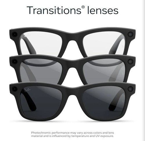 Ray-Ban Meta Wayfarer (Size 53) - Matte Black/Transitions Grey
