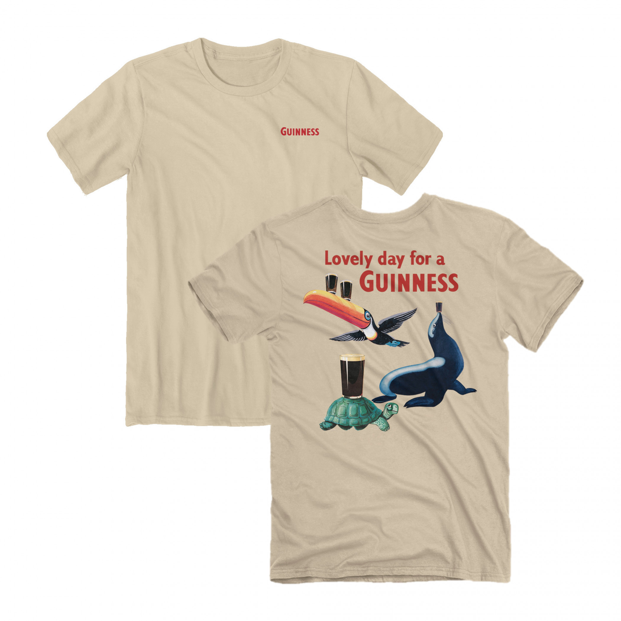 Guinness Gilroy Characters Front and Back Print T-Shirt Small