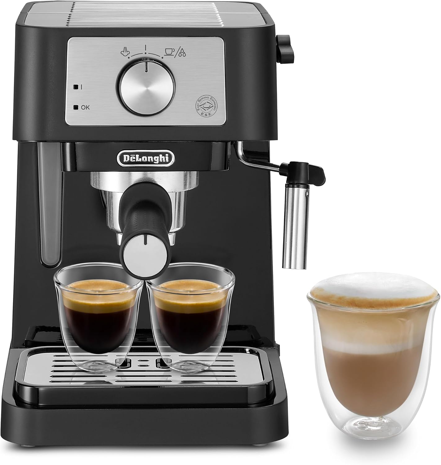 Stilosa Manual Espresso Machine - Black and Silver