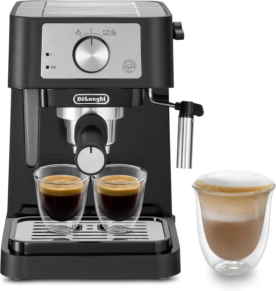 Stilosa Manual Espresso Machine - Black and Silver