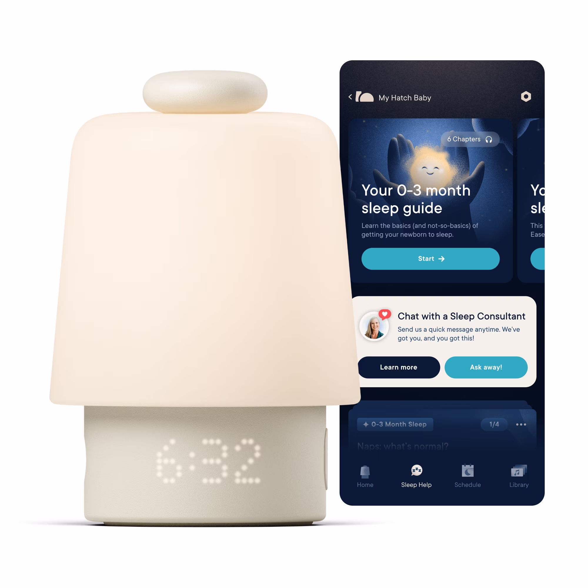 Hatch Baby Sleep Support, Sound Machine & Night Light - Putty