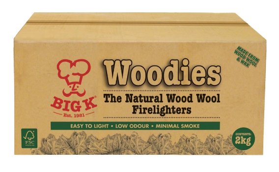Woodies Natural Wood Wool Firelighters FSC® Certified in a Box (FLBOXWOOD)