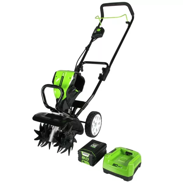 Greenworks Tiller/Cultivator, Tines 8" L, Tilling 5"D