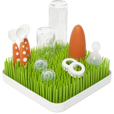 Boon Grass Countertop Drying Rack, Low-Profile Easy to Clean Baby Bottle Drying Rack, Green