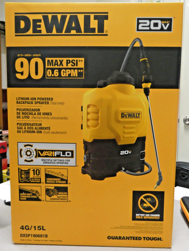 DeWalt DXSP190681B 20V MAX 4-Gallon Backpack Sprayer, Tool Only