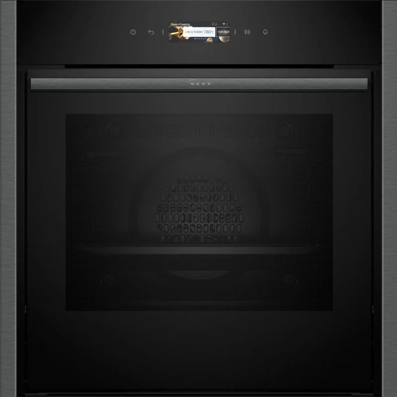 Neff N70 Slide and Hide Built In Self Cleaning Electric Single Oven, Grey Graphite