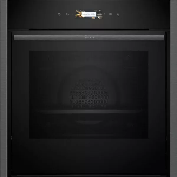 Neff N70 Slide and Hide Built In Self Cleaning Electric Single Oven, Grey Graphite