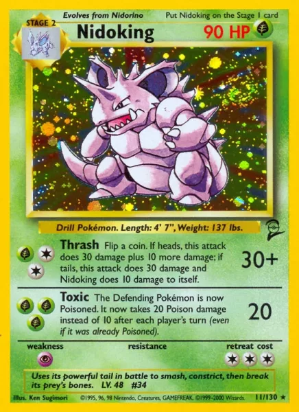 2000 NIDOKING POKEMON WIZARDS OF THE COAST BASE SET 2 #11/130 HOLO RARE