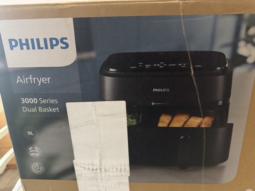 Philips Air Fryer 3000 Series Dual Basket, 9L (3L + 6L), Family sized | 2 meals at once – Double basket air fryer, 13 ways to cook, Digital touchscreen, Easy to clean, Energy saving (NA350/00)