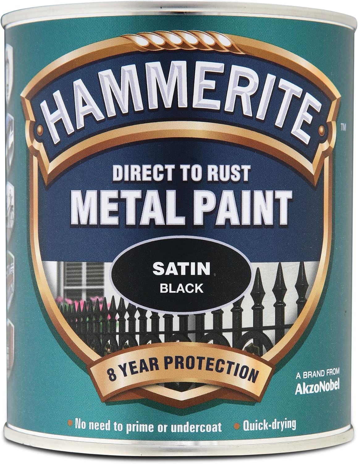 Hammerite Metal Satin Paint - Black - 750ml