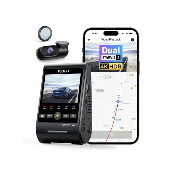 VIOFO A229 Pro 2-Channel 4K HDR Sony STARVIS 2 Front and Rear Dash Cam