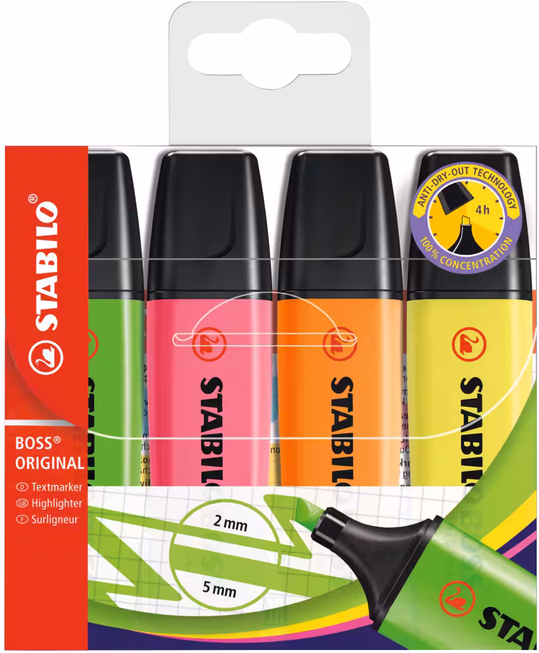 STABILO BOSS Neon Highlighters 4 Pack