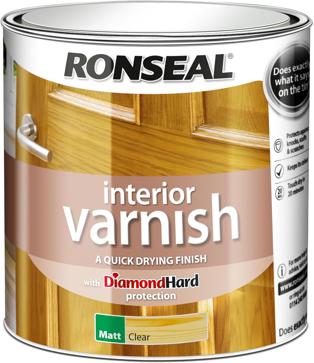Ronseal Quick Dry Matt Diamond Hard Interior Varnish - Clear - 2.5L