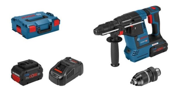 BOSCH GBH 18V-26 F ACCU BOORHAMER 2X 18V 8,0AH, LADER GAL 1880 CV