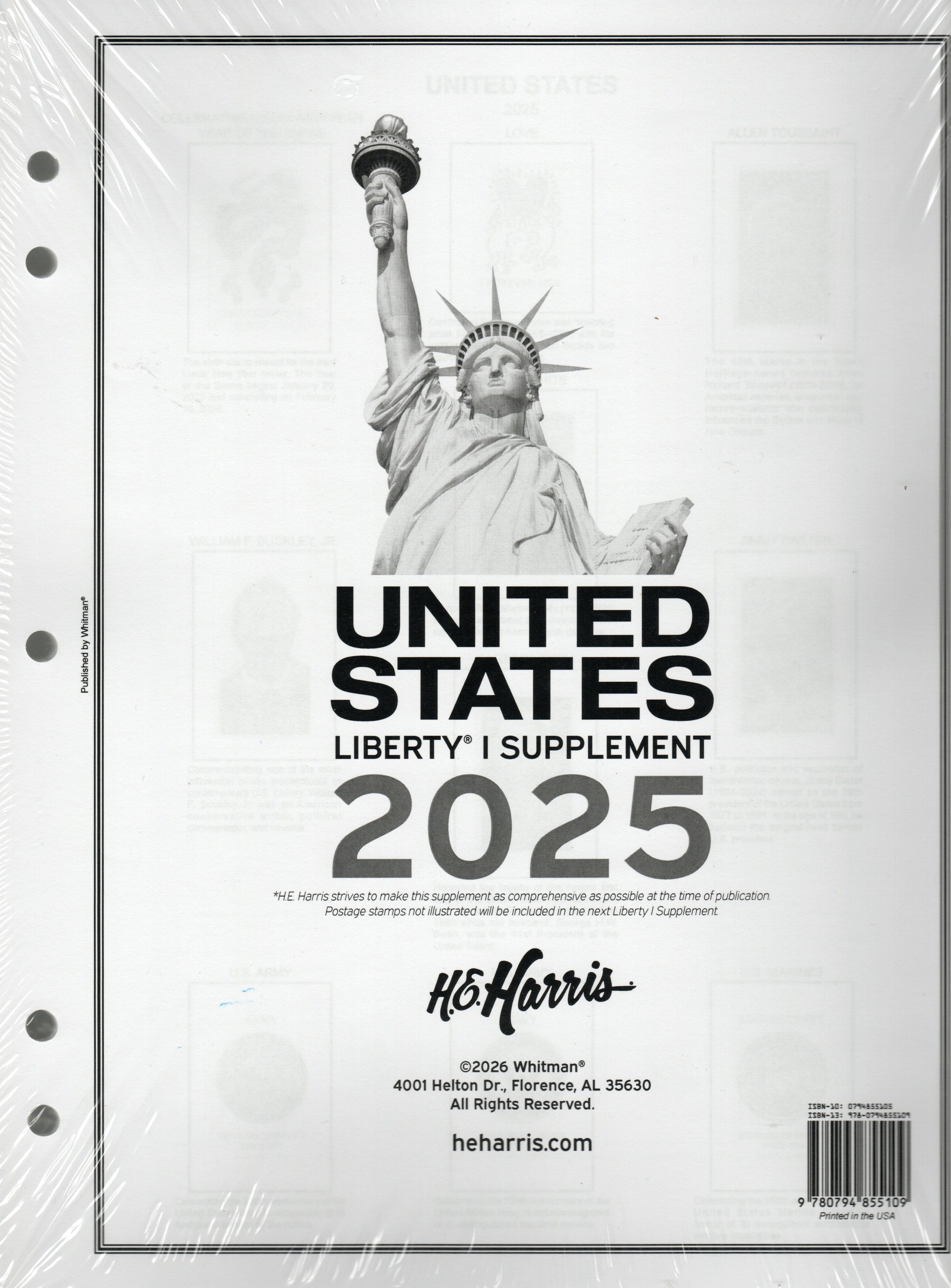H.E. Harris® U.S. Liberty® Stamp Album Supplement Pages – Volume I (2025)
