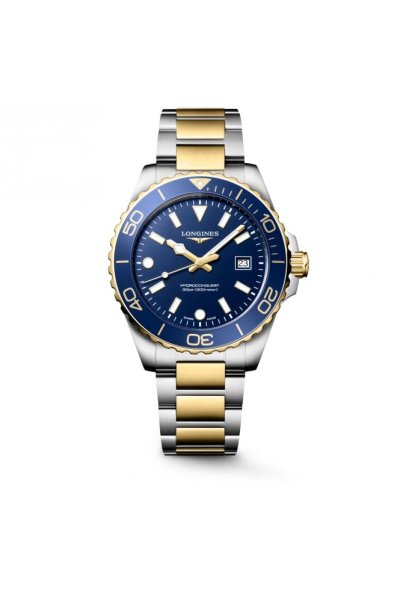 Longines HydroConquest 42mm Blue Dial & Bezel Yellow Gold PVD Steel Bracelet Watch