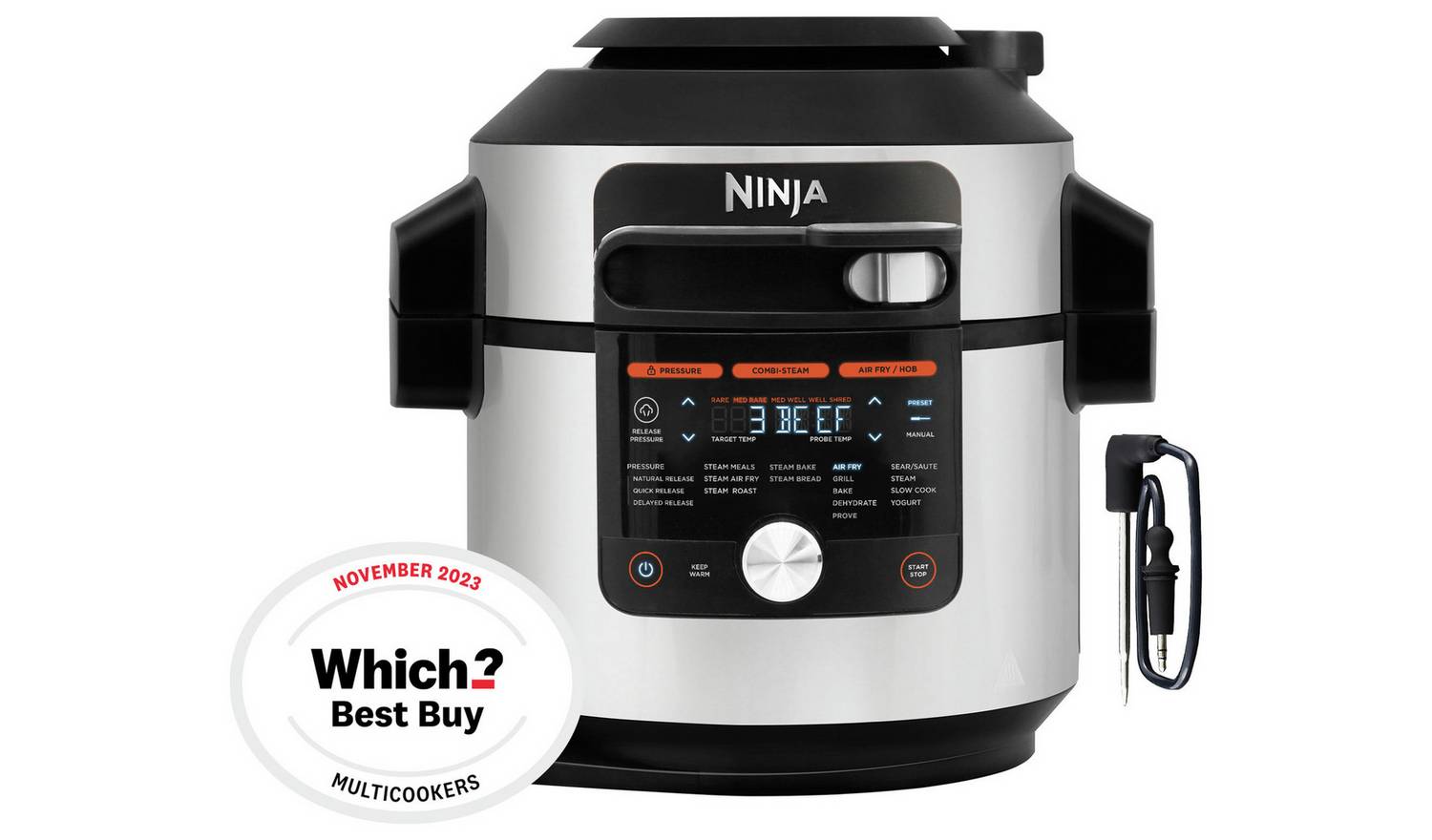 NINJA Foodi MAX 15-in-1 SmartLid OL750UK Multicooker & Air Fryer - Stainless Steel & Black