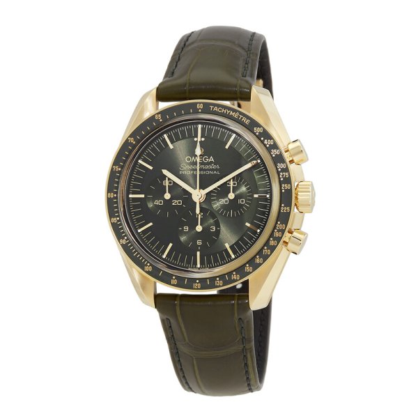 OMEGA Speedmaster Moonwatch Professional 42mm, 18K Yellow Gold, Leather, Green Dial