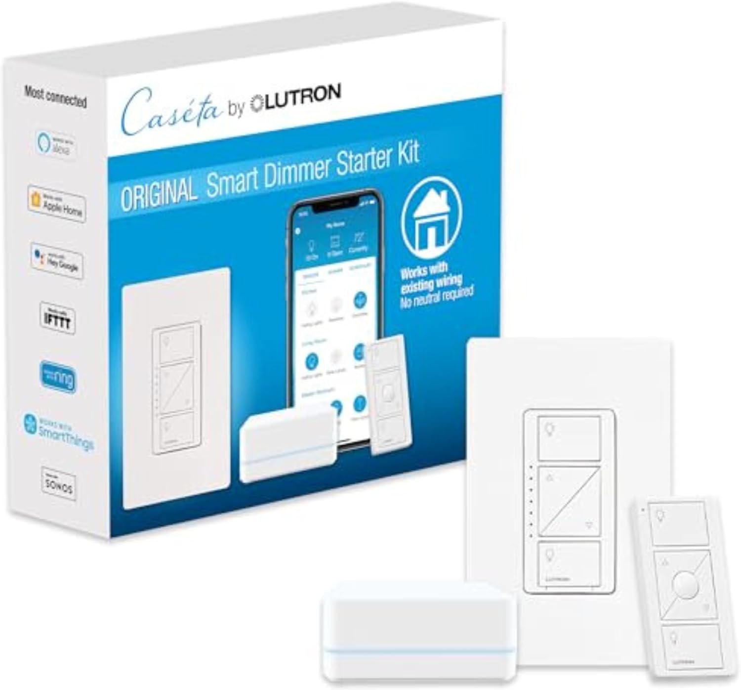 Lutron Caseta Wireless Smart Lighting Dimmer Switch Starter Kit