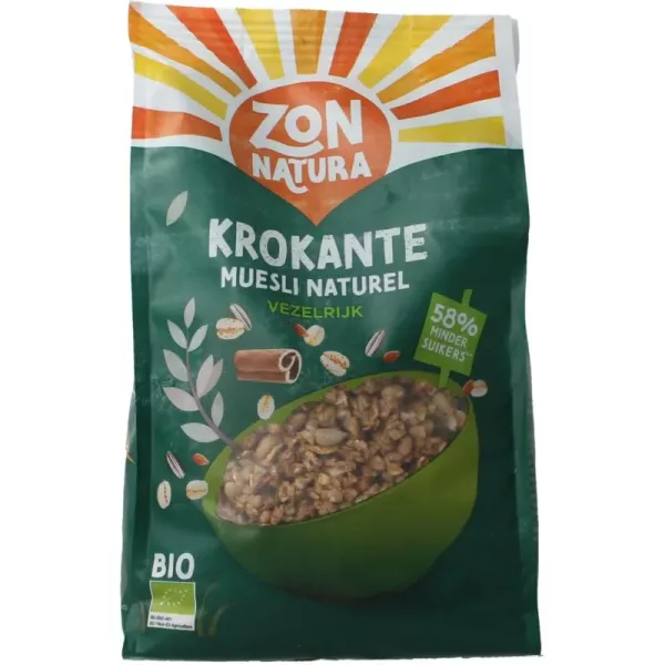 Zonnatura Krokante Muesli Naturel Biologisch 375 gr