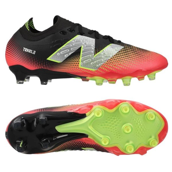 New Balance Tekela V4 Pro Laag FG Flash Point - Zwart/Rood/Zilver