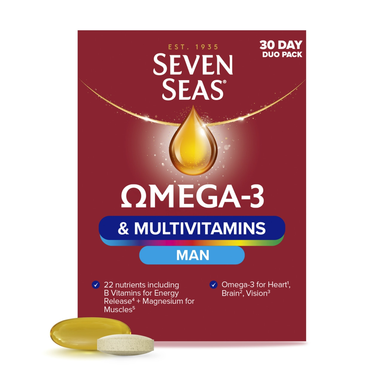 Seven Seas Omega-3 & Multivitamins Man 30 Tablets & 30 Capsules (1 Month Supply)