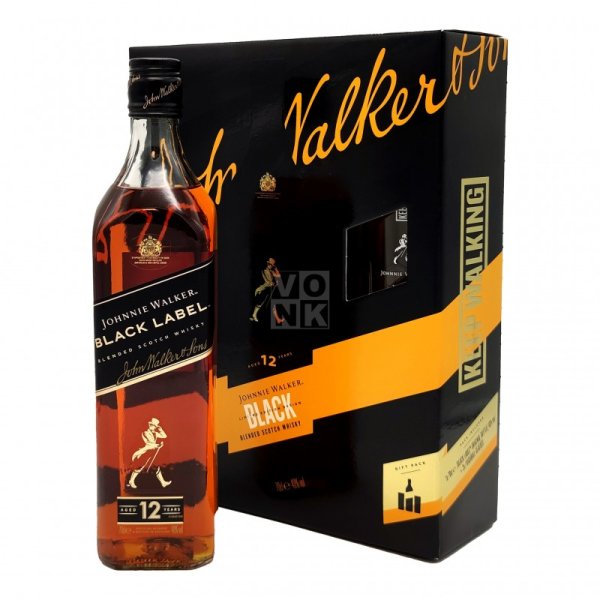 Johnnie Walker Black Label Giftset 70cl + 2 Glazen
