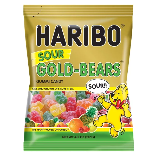 422220 G 4.5 oz German Haribo Saure Goldbaeren / Sour Gold Bears Gummy Candy