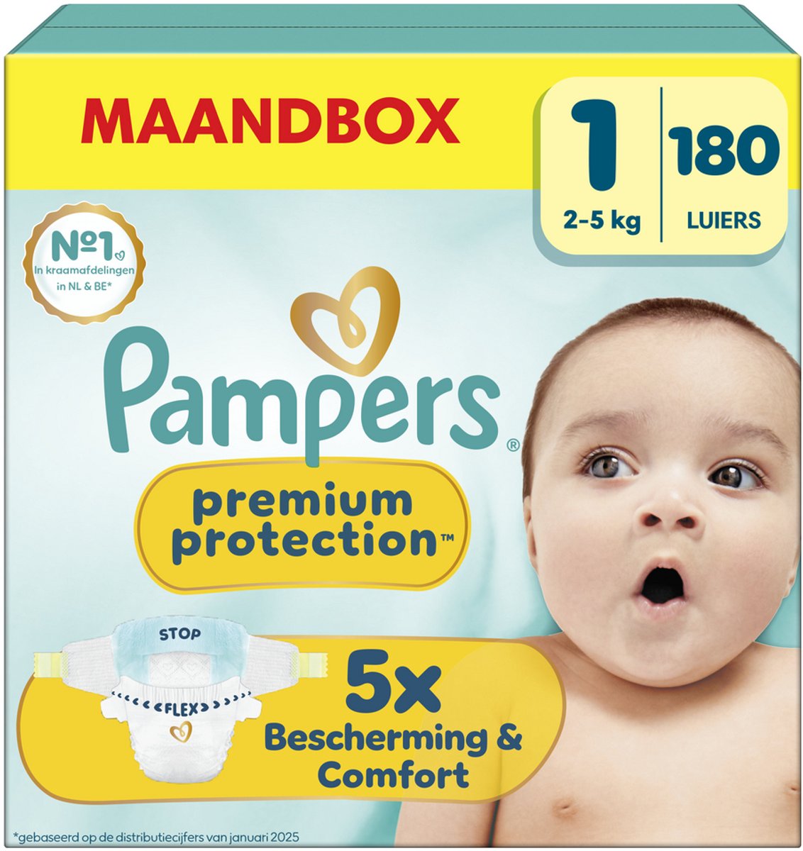 Pampers - Premium Protection - Size 1 - Monthly Box - 180 pieces - 2/5 KG