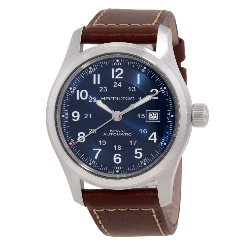 42mm Khaki Field Auto Watch with Blue Dial in Stainless Steel, Strap
