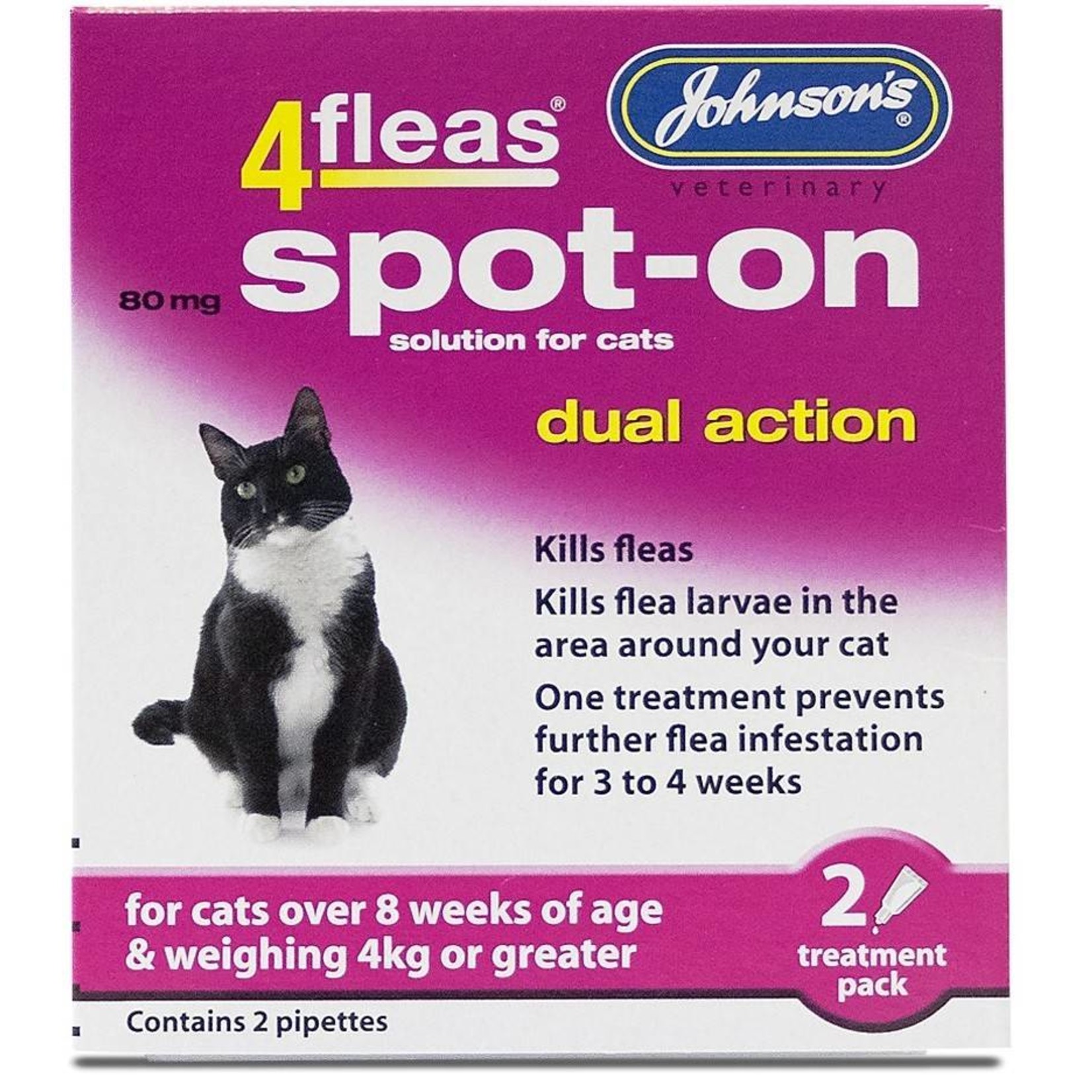 Johnson's 4fleas Spot-On for Cats Over 4kg 2 Pack