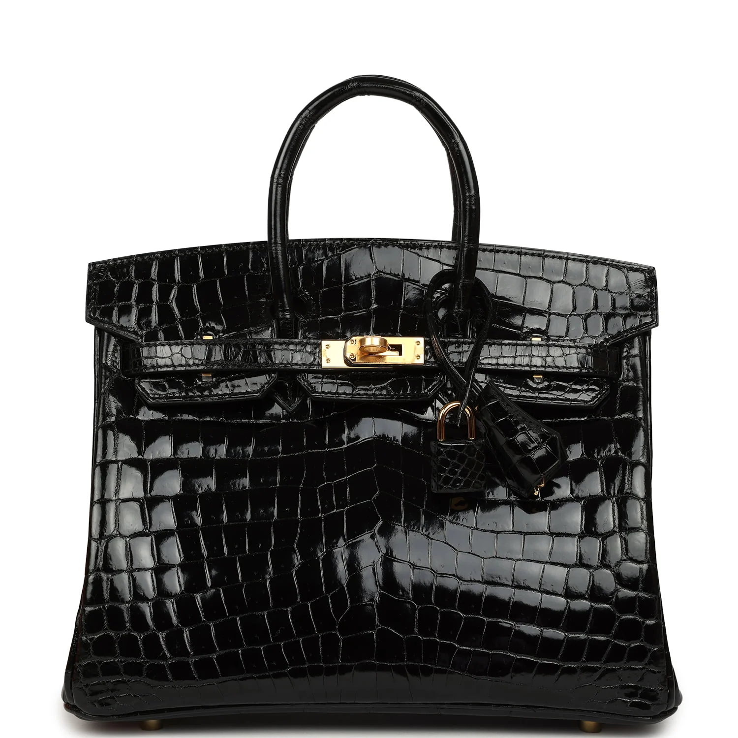 Hermès 25cm Birkin Black Shiny Niloticus Crocodile Palladium Hardware