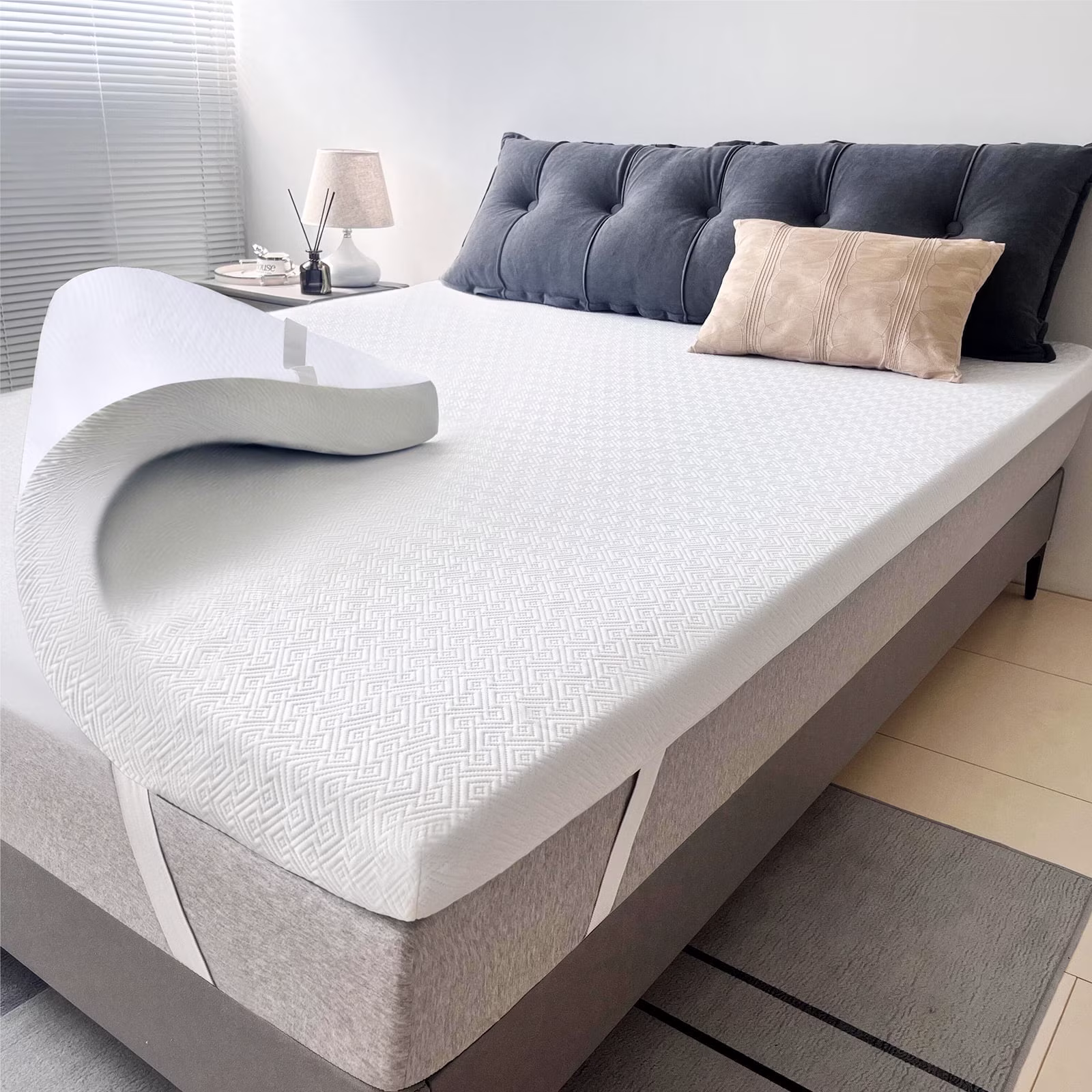 Airensky Full Size Memory Foam Mattress Topper, Cooling Gel High Density