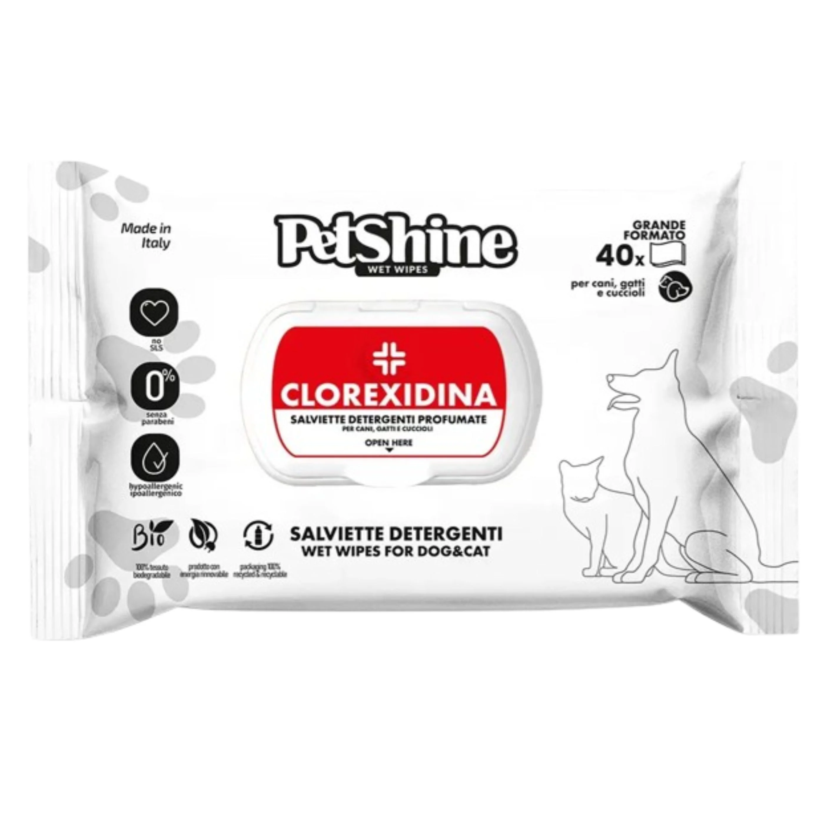 PetShine Hygienic Wipes for Dogs and Cats with Chlorexidine, Pack of 40