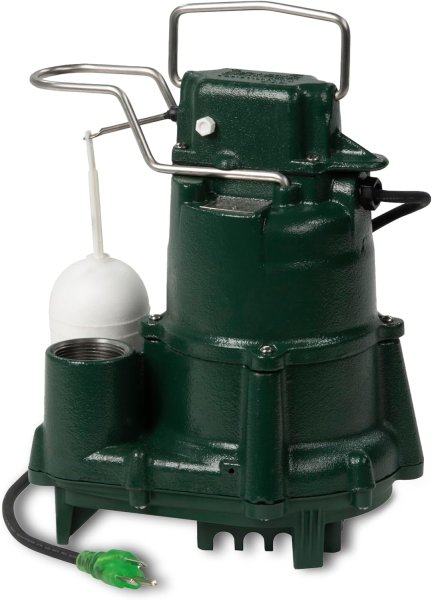 Zoeller Submersible Sump Pump, 1/2 HP, 1 1/2 in F, Vert Float, 61 gpm Flow Rate at 10 Ft of Head, 9 ft Cord