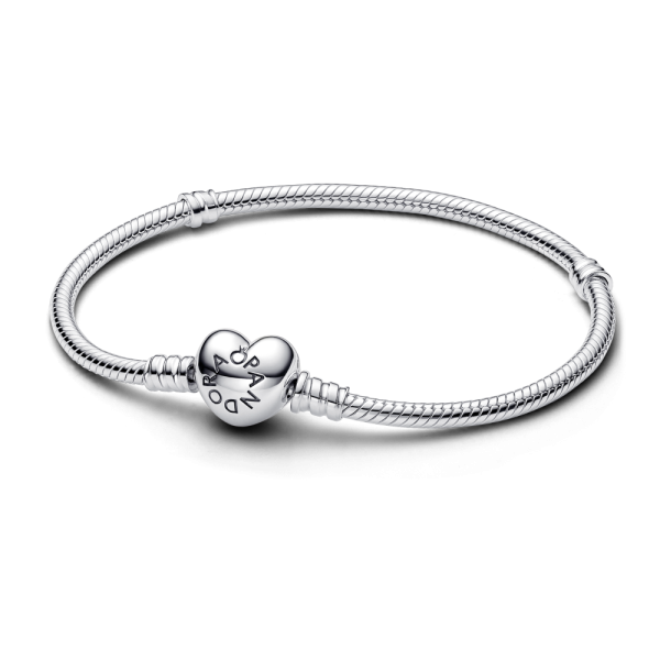 PANDORA MOMENTS SNAKE CHAIN ARMBAND MET HARTSLUITING ZILVER 594594C00