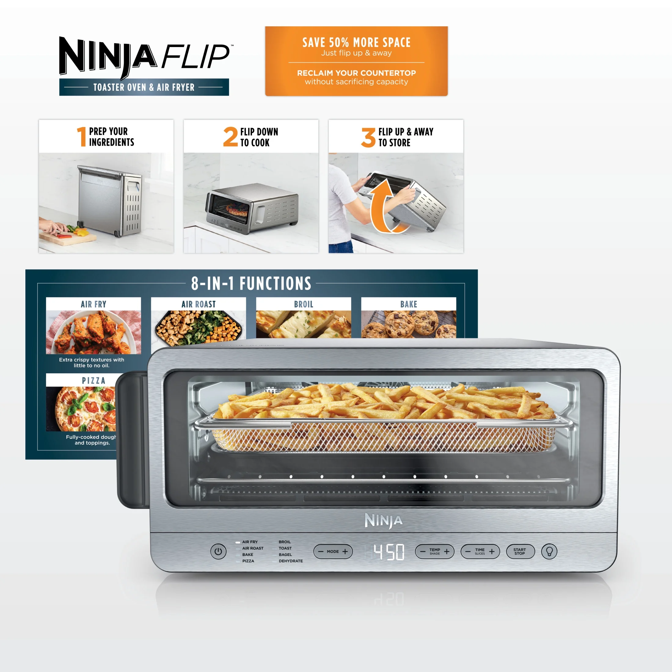 Ninja Flip Toaster Oven & Air Fryer in Stainless Steel - SP151