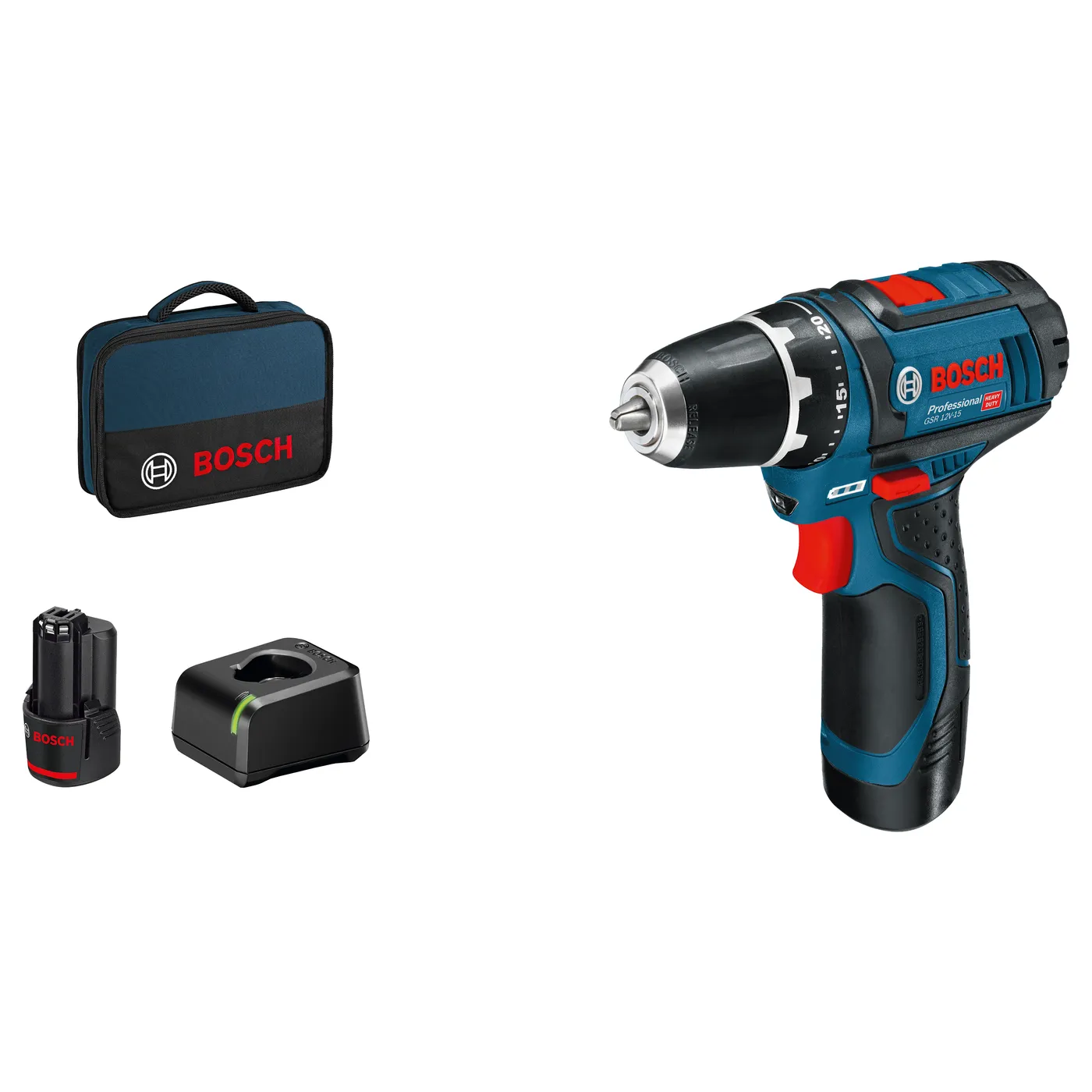 Bosch Professional accuschroefmachine GSR 12V-15 + twee accu's