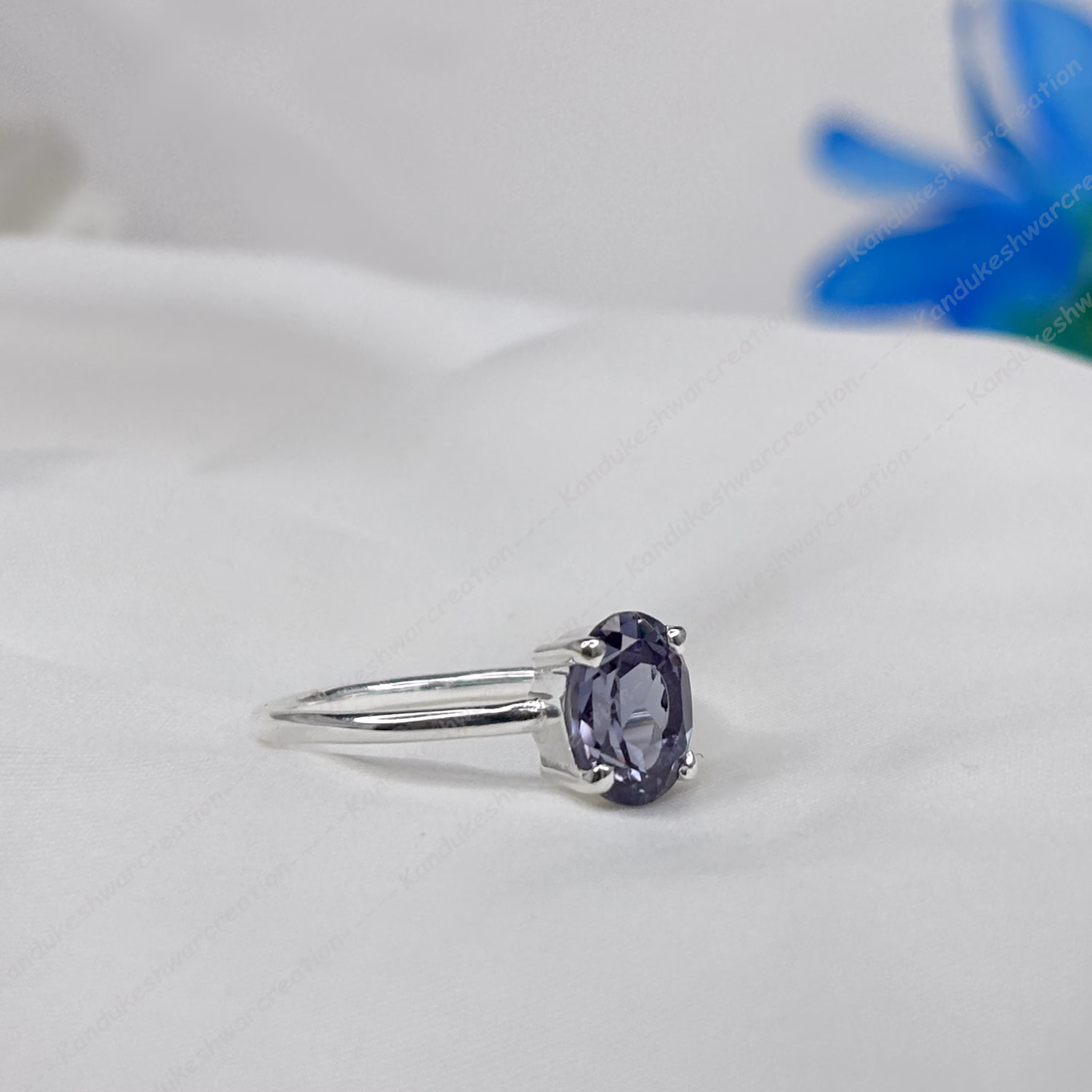 AFGEMSNJEWELLERY Alexandrite Oval Cut Color Changing Gemstone Ring 925 Sterling Silver Wedding Band