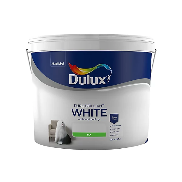 Dulux Silk Emulsion Paint - Pure Brilliant White - 10L