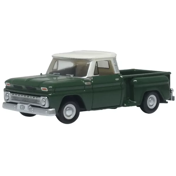 Oxford Diecast 1965 Chevrolet Stepside Pickup Dark Green/Ivory 1:87