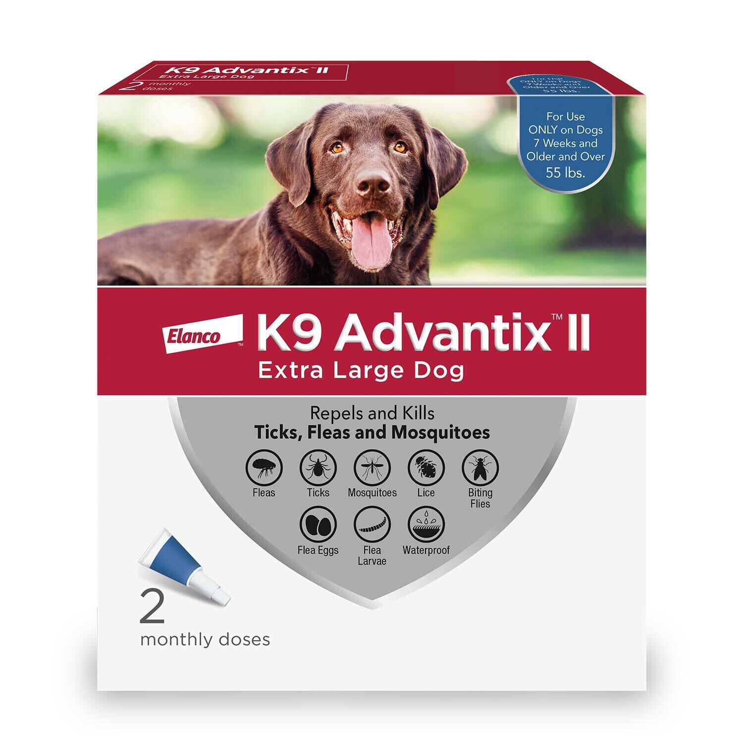 K9 Advantix II Flea & Tick Spot Treatment for Dogs, over 55 lbs, 6 Doses (6-mos. supply)