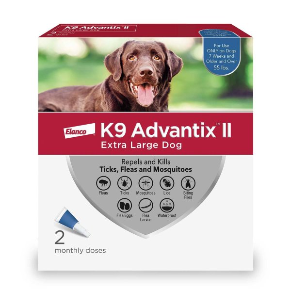 K9 Advantix II Flea & Tick Spot Treatment for Dogs, over 55 lbs, 6 Doses (6-mos. supply)