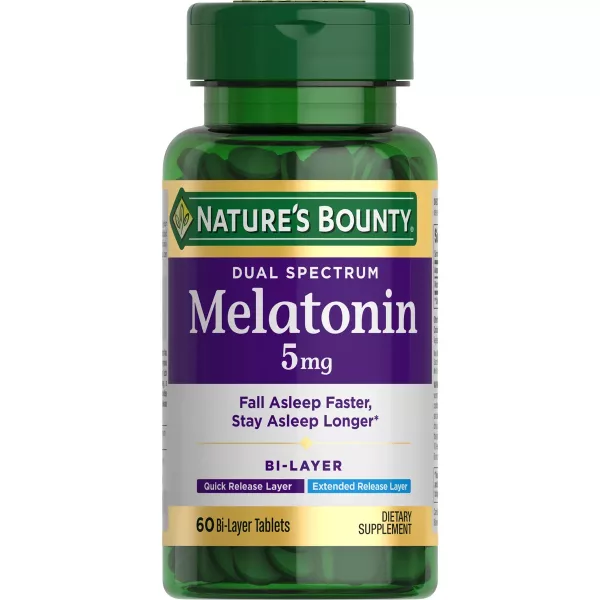 Nature's Bounty, Dual Spectrum, Melatonin, 5 mg, 60 Bi-Layer Tablets